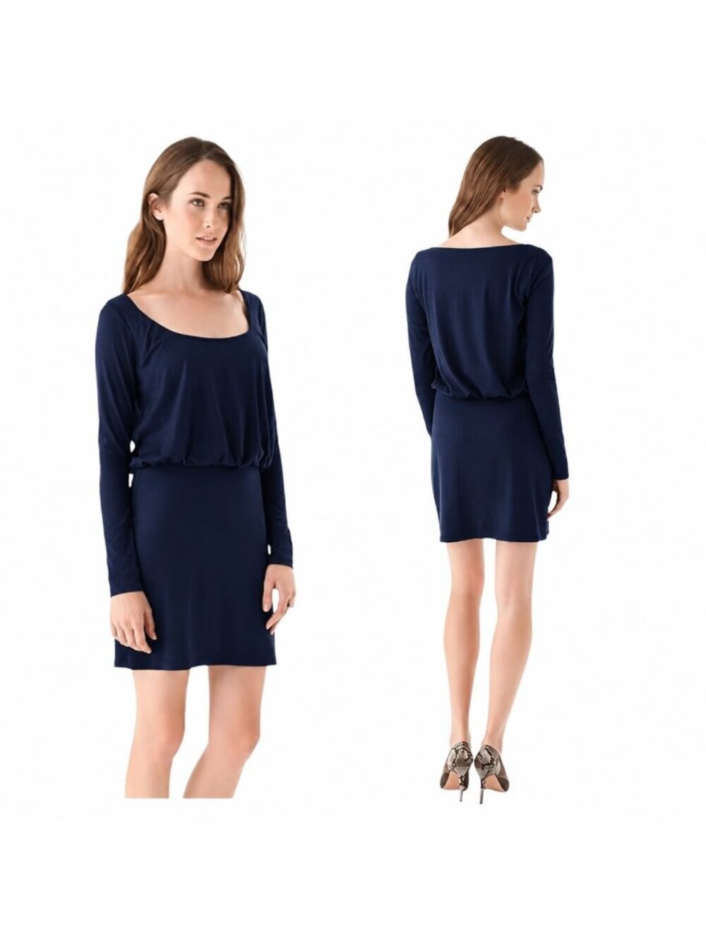 Susana Monaco Greta Long Sleeve Mini Dress Midnight Navy Size M Party Cocktail